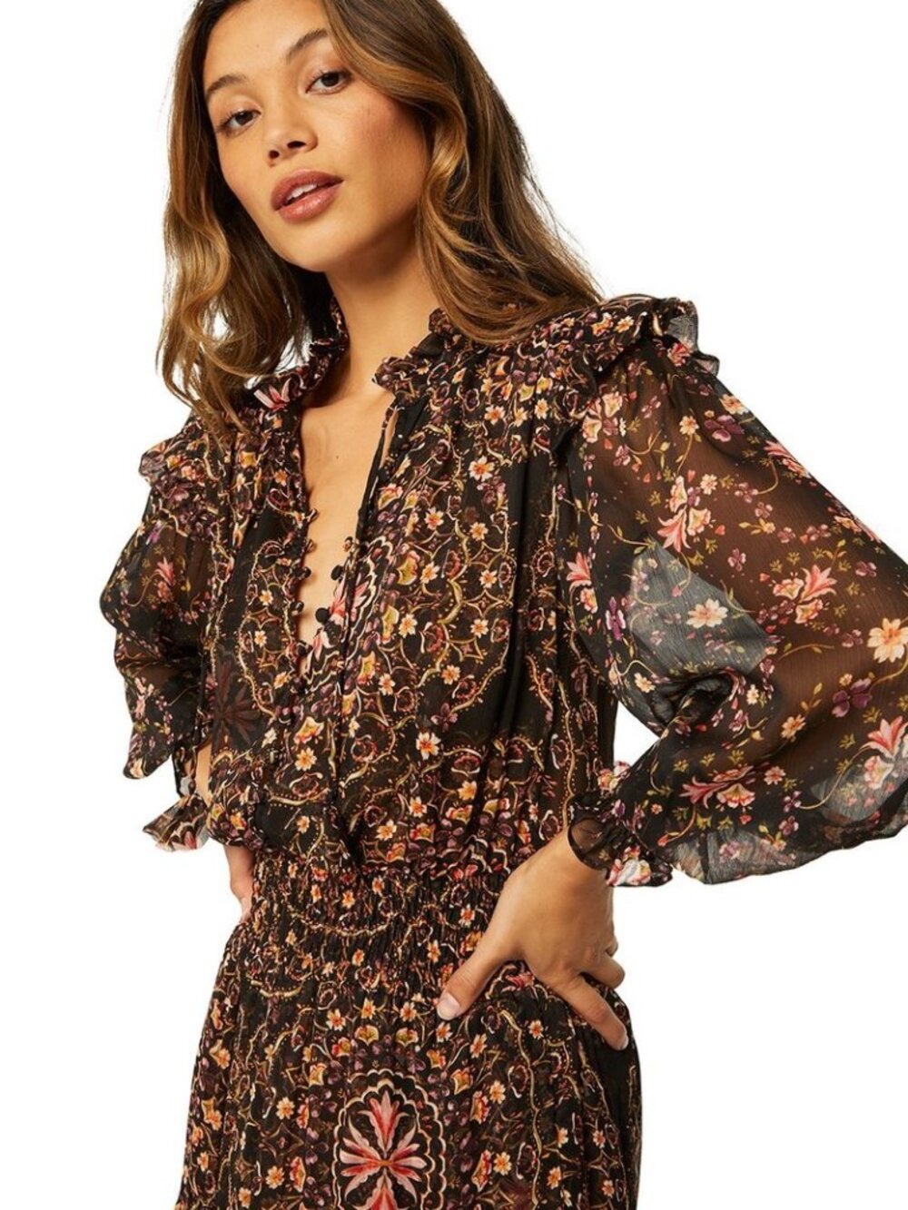MISA Los Angeles Floral Maxi Dress – Size Small – Boho Luxury